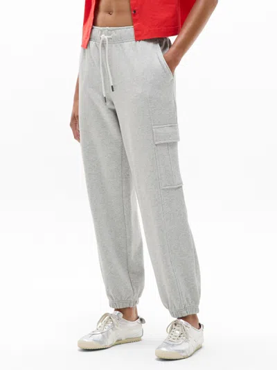 Athleta Heavyweight Terry Mid Rise Cargo Jogger In Galactic Grey Heather