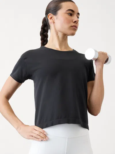 Athleta In Motion Seamless Relaxed Tee In Black
