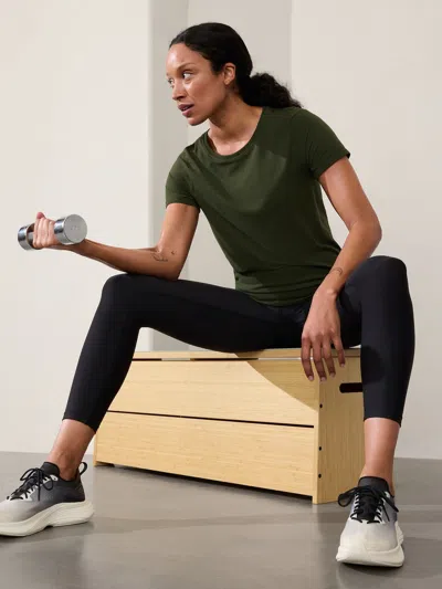 Athleta In Motion Seamless Tee In Aspen Olive