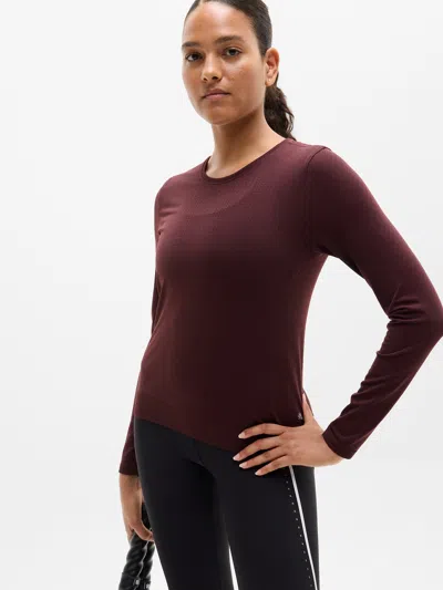 Athleta In Motion Seamless Top In Burgundy