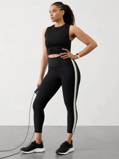 Athleta Interval High Rise Side Stripe Legging In Black