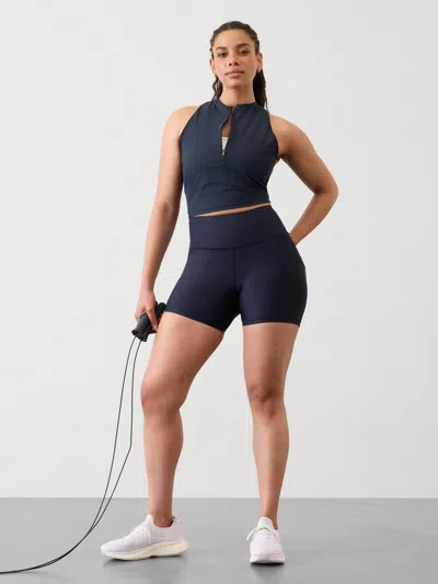 Athleta Interval Stash High Rise 5" Short In Navy