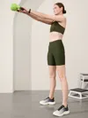Athleta Interval Stash High Rise 7 Short In Aspen Olive