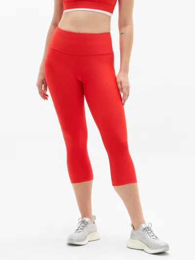 Athleta Interval Stash High Rise Capri In Red