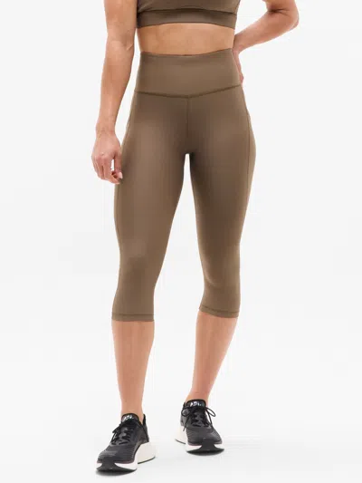 Athleta Interval Stash High Rise Capri In Brown