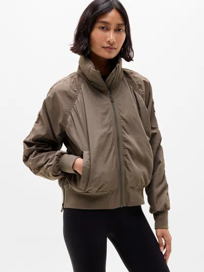 Athleta Jetset Bomber In Brown