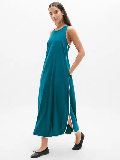Athleta Journey Dress In Coastal Teal/white