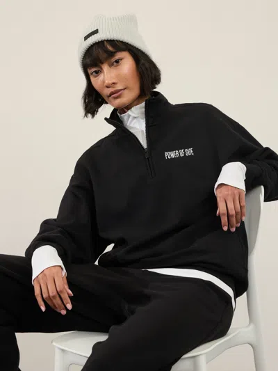 Athleta Power Of She 1/4 Zip Sweatshirt In Black