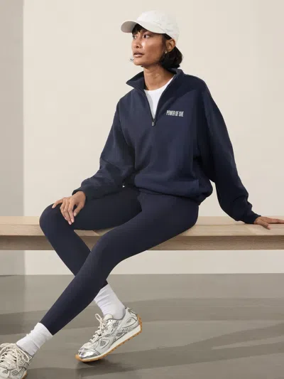 Athleta Power Of She 1/4 Zip Sweatshirt In Navy