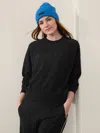 Athleta Logo Fleece Crew Sweatshirt In Black