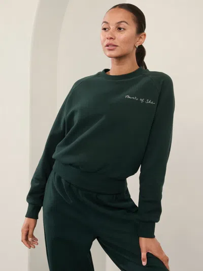 Athleta Logo Fleece Crew Sweatshirt In Cypress