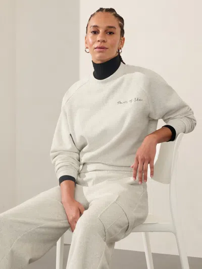 Athleta Logo Fleece Crew Sweatshirt In Fog Grey Heather