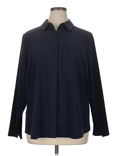 Pre-owned Athleta Long Sleeve Blouse In Blue
