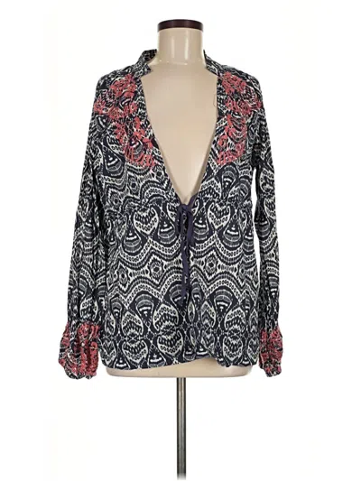 Pre-owned Athleta Long Sleeve Blouse In Blue