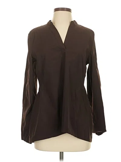 Pre-owned Athleta Long Sleeve Blouse In Brown