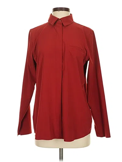 Pre-owned Athleta Long Sleeve Blouse In Burgundy