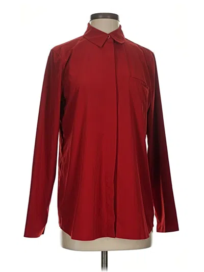 Pre-owned Athleta Long Sleeve Blouse In Burgundy