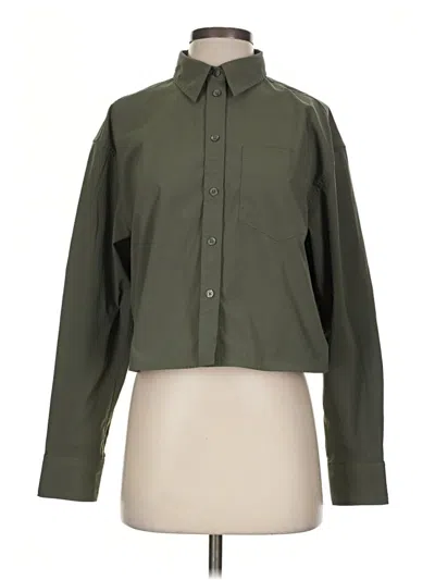 Pre-owned Athleta Long Sleeve Blouse In Green