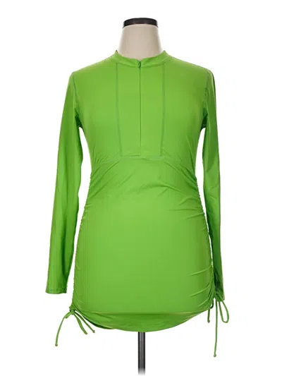 Pre-owned Athleta Long Sleeve Blouse In Green