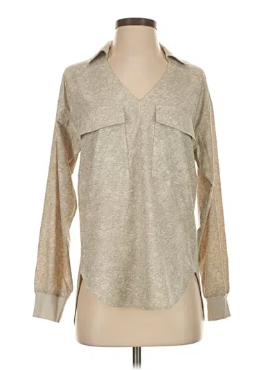 Pre-owned Athleta Long Sleeve Blouse In Tan