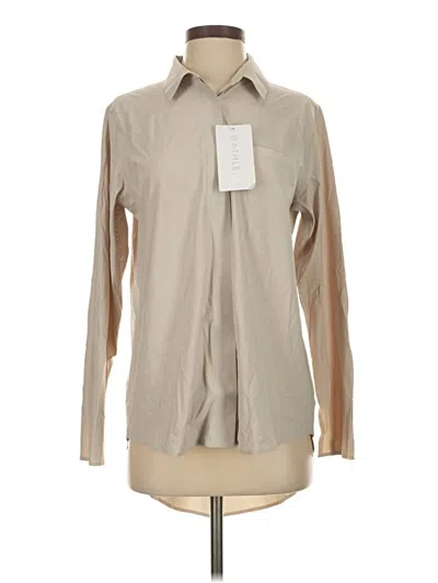 Pre-owned Athleta Long Sleeve Blouse In Tan