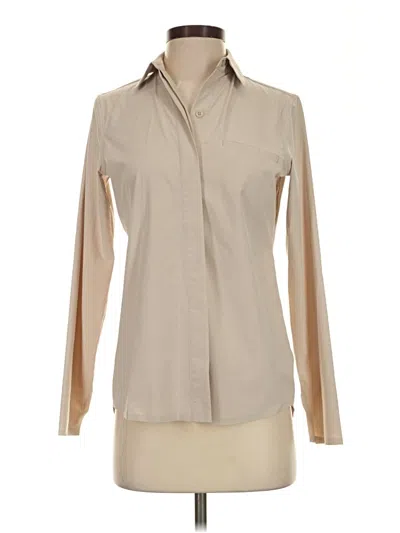 Pre-owned Athleta Long Sleeve Blouse In Tan