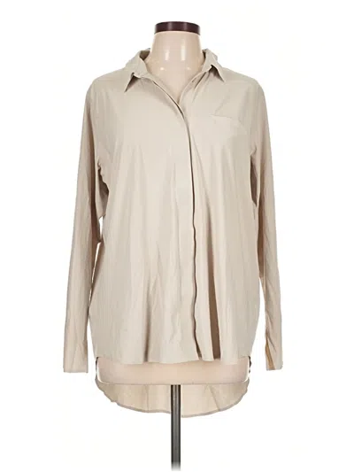 Pre-owned Athleta Long Sleeve Blouse In Tan