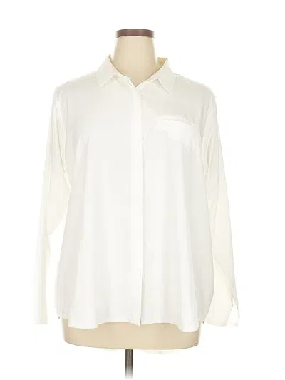 Pre-owned Athleta Long Sleeve Blouse In White