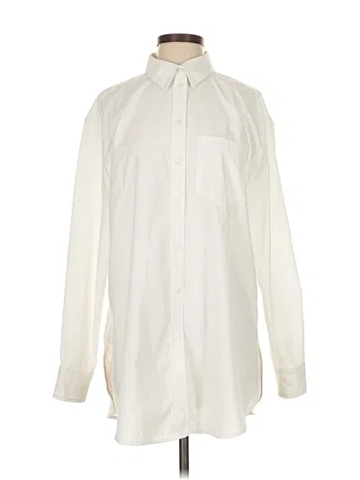 Pre-owned Athleta Long Sleeve Blouse In White