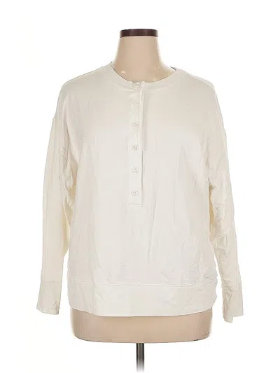 Pre-owned Athleta Long Sleeve Blouse In White
