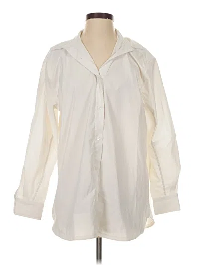 Pre-owned Athleta Long Sleeve Blouse In White