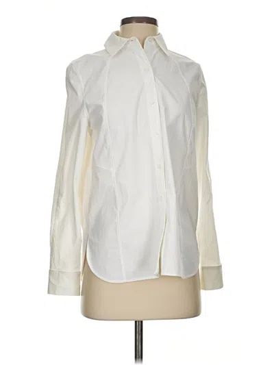Pre-owned Athleta Long Sleeve Blouse In White