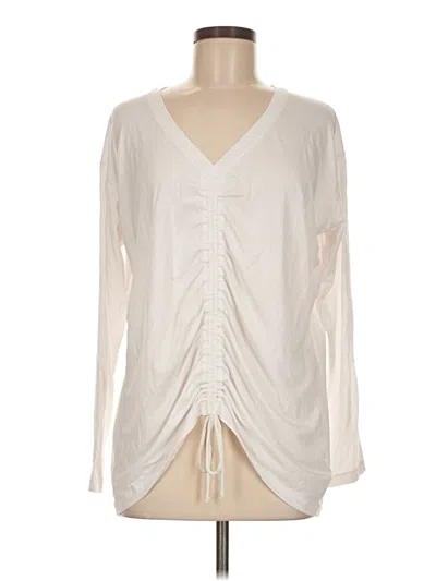 Pre-owned Athleta Long Sleeve Blouse In White