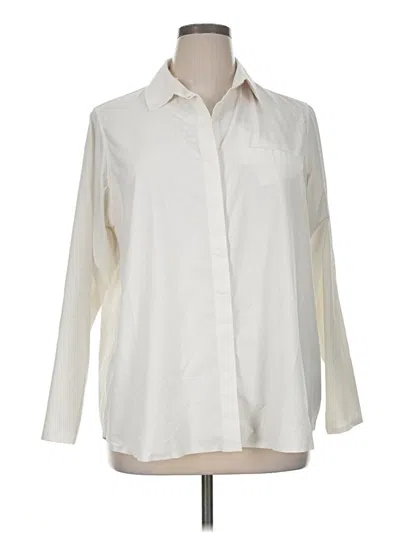 Pre-owned Athleta Long Sleeve Blouse In White