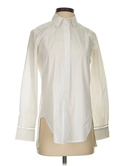 Pre-owned Athleta Long Sleeve Blouse In White