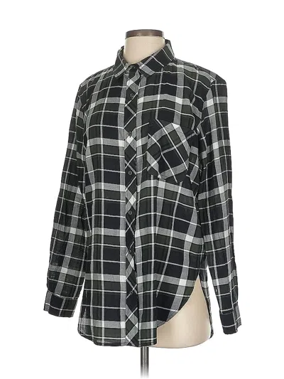 Pre-owned Athleta Long Sleeve Button Down Shirt In Black