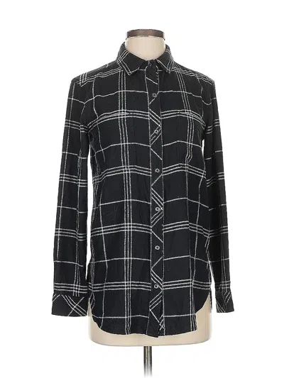 Pre-owned Athleta Long Sleeve Button Down Shirt In Black