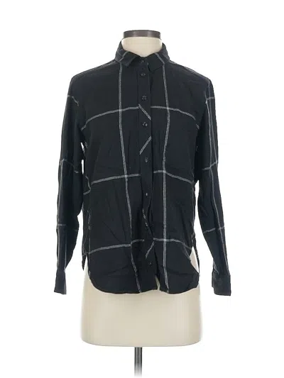 Pre-owned Athleta Long Sleeve Button Down Shirt In Black