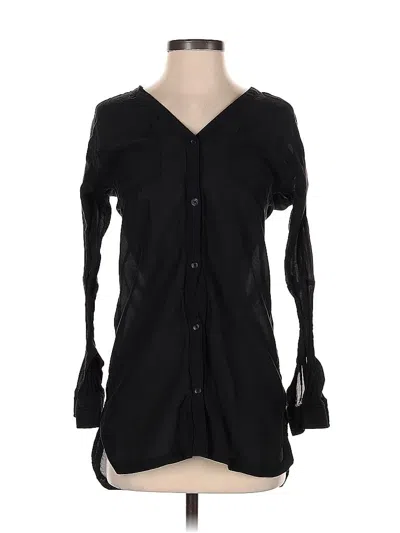 Pre-owned Athleta Long Sleeve Button Down Shirt In Black