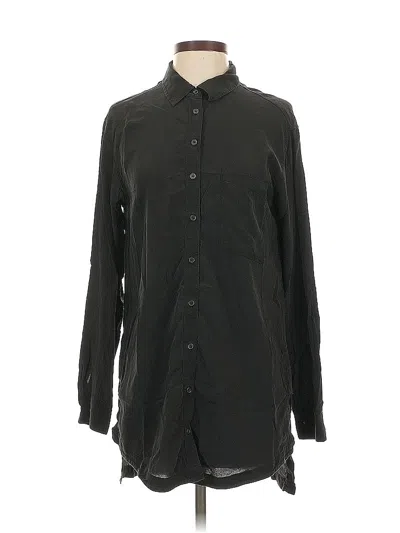 Pre-owned Athleta Long Sleeve Button Down Shirt In Black