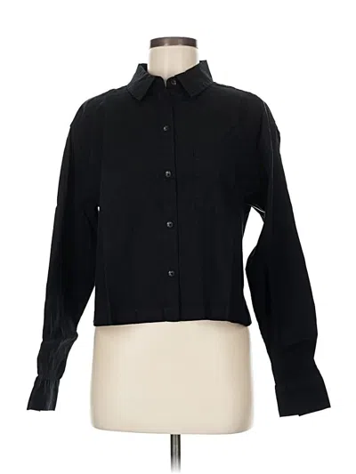 Pre-owned Athleta Long Sleeve Button Down Shirt In Black