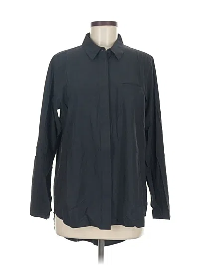 Pre-owned Athleta Long Sleeve Button Down Shirt In Black