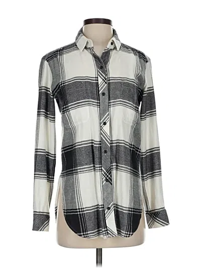 Pre-owned Athleta Long Sleeve Button Down Shirt In Black