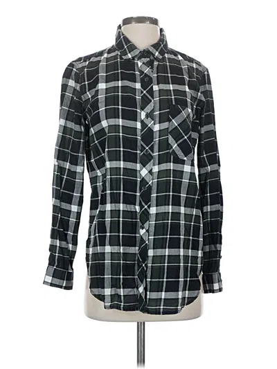 Pre-owned Athleta Long Sleeve Button Down Shirt In Black