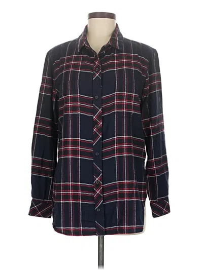 Pre-owned Athleta Long Sleeve Button Down Shirt In Black