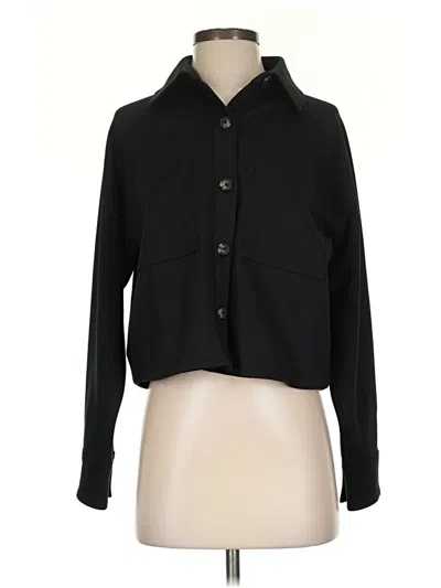 Pre-owned Athleta Long Sleeve Button Down Shirt In Black