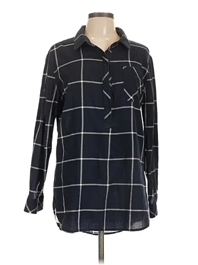 Pre-owned Athleta Long Sleeve Button Down Shirt In Black