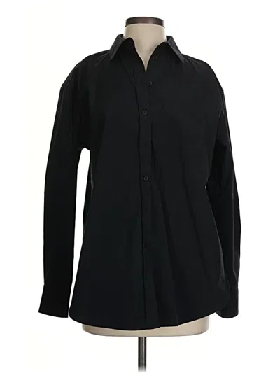 Pre-owned Athleta Long Sleeve Button Down Shirt In Black