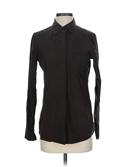 Pre-owned Athleta Long Sleeve Button Down Shirt In Black