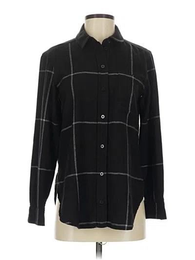 Pre-owned Athleta Long Sleeve Button Down Shirt In Black